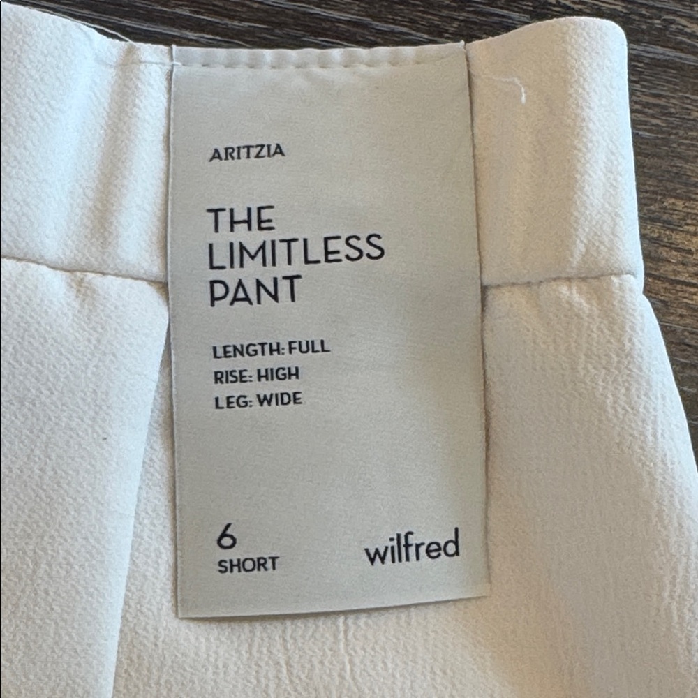 NWT Aritzia The Limitless Pant Wilfred Crepette Size 6 Short Wide Leg Cream - Picture 10 of 15